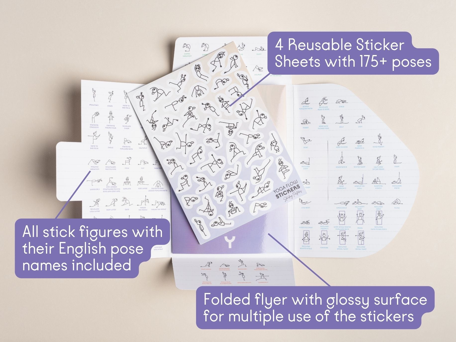 StickPlayFlow Reusable Yoga Stick Figure Stickers